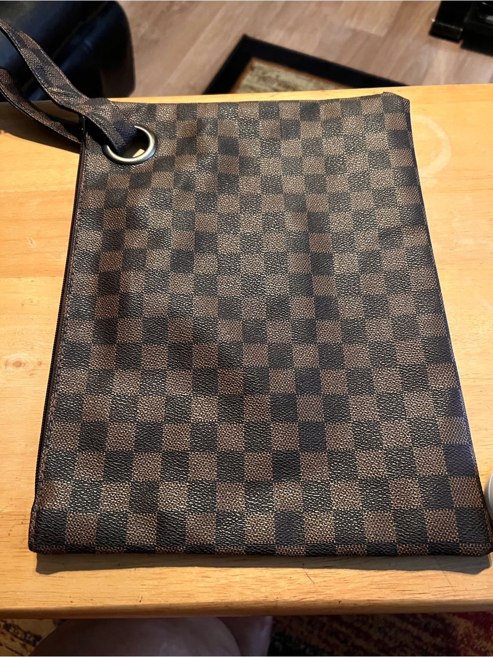Brown Check Canvas Woman’s Fun Oversized Wristlet